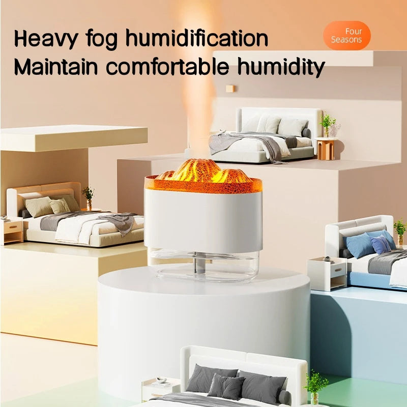 USB Volcano Air Humidifier 300ML Ultrasonic Mist Maker Fogger Household Ultrasonic Water Aroma Diffuser with Colorful Lamp